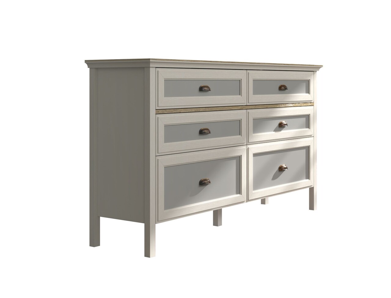 Dulap, Hanah Home, FRN-21014, 155.4x92x44.2 cm, PAL, Crem / Stejar / Gri