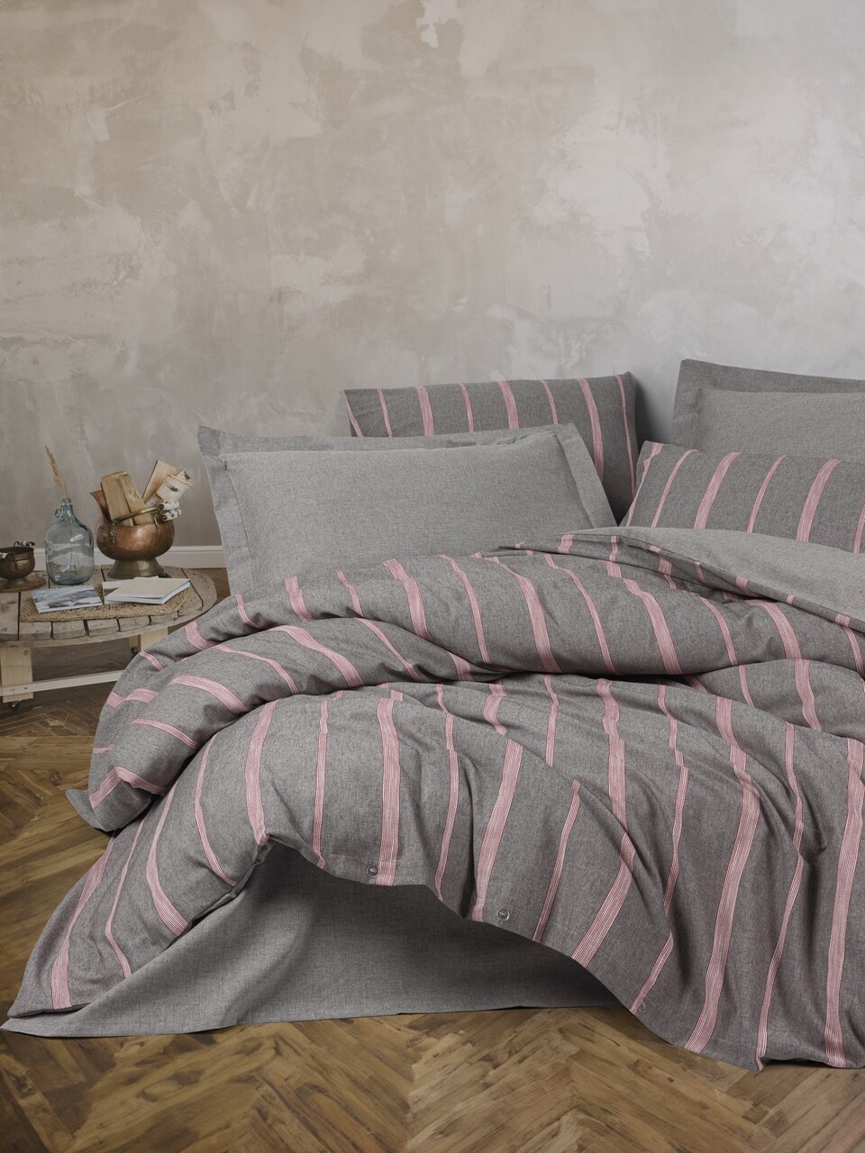 Lenjerie de pat dubla, Barisan - Grey, Cotton Box, 50% bumbac / 50% poliester