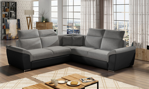 Coltar extensibil 5 locuri ELTAP, Fed-33, Federico, 266x266x102 cm, lemn/poliester, gri inchis/negru