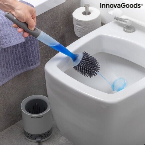 Perie de toaleta cu dozator de sapun, bruilet innovagoods, fixare adeziva pe perete, 10x45 cm
