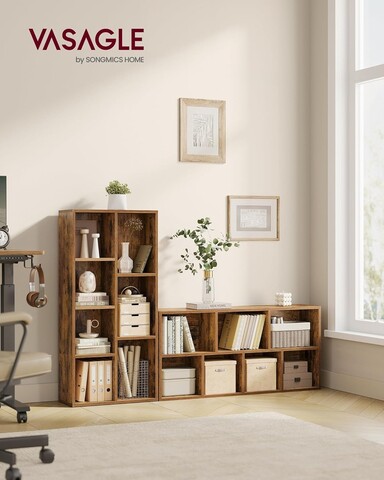 Biblioteca cu 6 compartimente, Vasagle, 50x24x106 cm, PAL, maro rustic