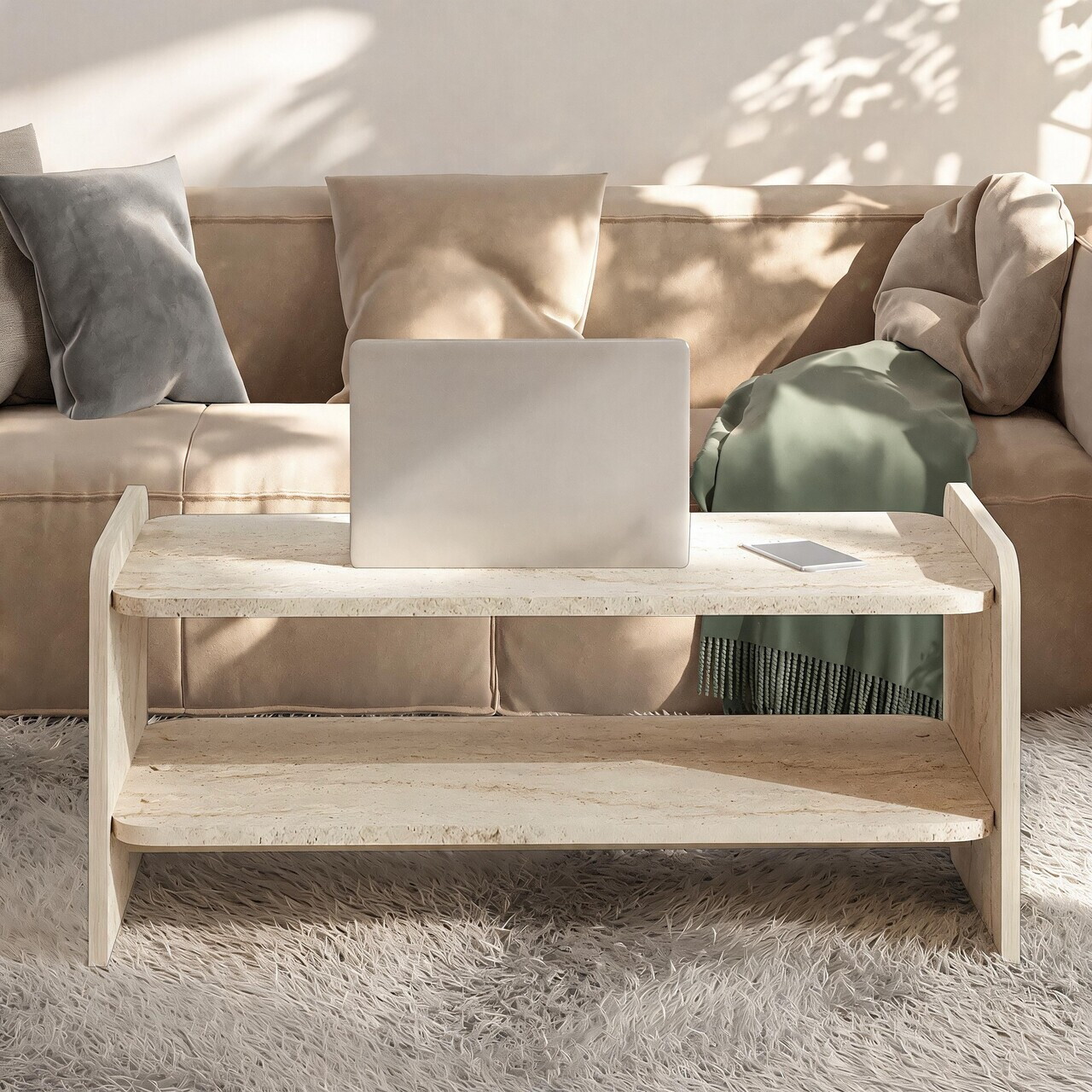 Masuta de cafea, Hanah Home, Amon, Travertin — imaginea 2