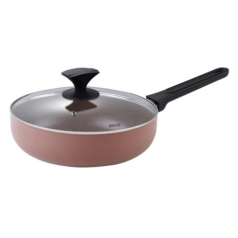 Tigaie cu capac muhler mr-2607d, Ø26 x 7.5 cm, 3.3 l, aluminiu presat/invelis marmura