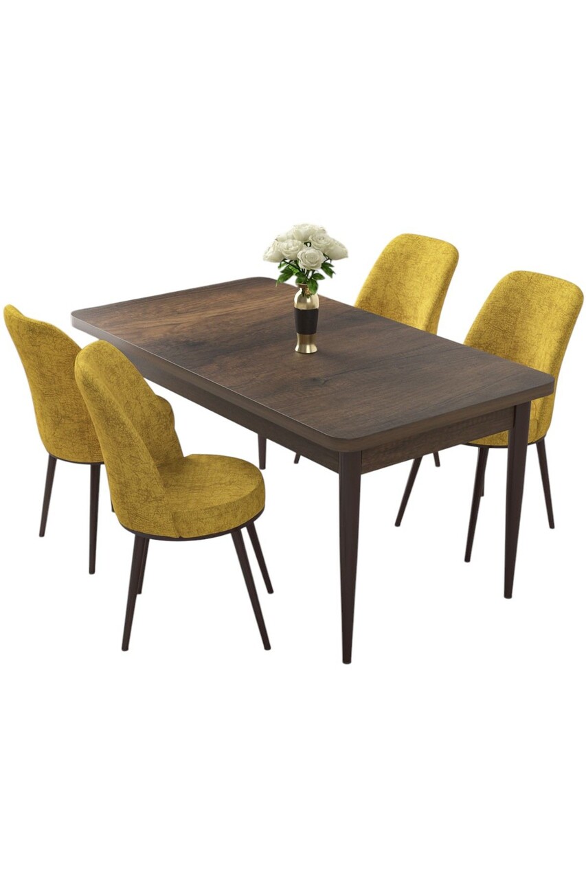 Set masă și scaune (5 bucăți), Hanah Home, Nil, Baroc / Muștar - view 2