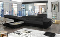 Coltar extensibil stanga 4 locuri ELTAP, Armd-73, Armando, 289x203x85 cm, lemn/poliester, gri inchis/negru