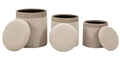 Set 3 taburete cu spatiu de depozitare Cream, Mauro Ferretti, 40.5x49.5 cm, MDF/poliester, crem
