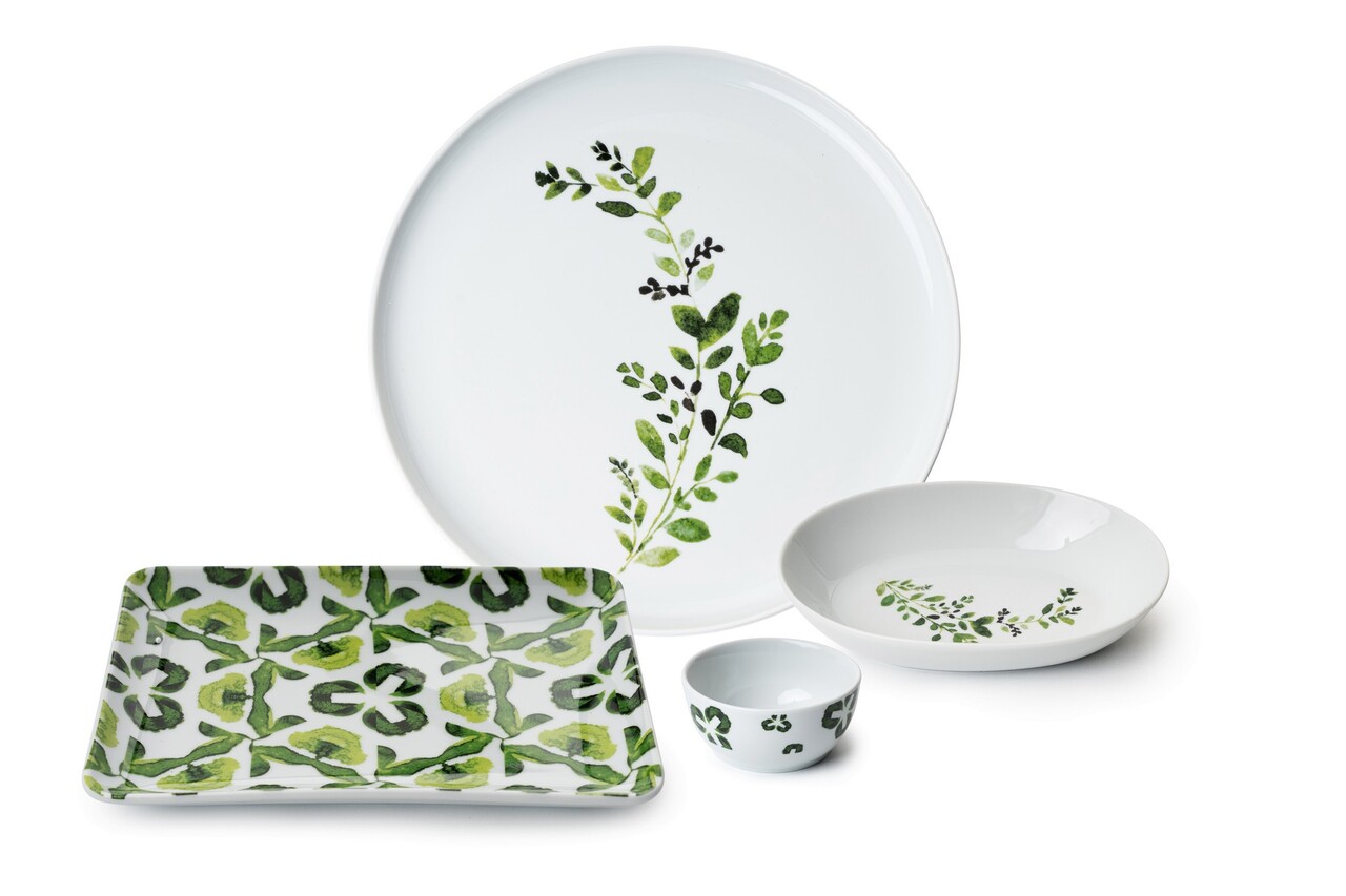 Set de mic dejun (16 Pieces), L'essentiel Maison, 710KTP9802, Bol Joker: 10 cm (3 bucăți), Alb/Verde - view 3