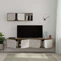 Comoda TV cu raft, Decortie, Spark, pal melaminat, alb/bej