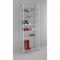 Suport pentru 24 perechi de pantofi cu 8 rafturi Metaltex, 64x23x165 cm, metal/invelis din plastic LDPE, alb