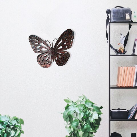 Decoratiune de perete, butterfly multicolor, metal, lucrat manual, multicolor