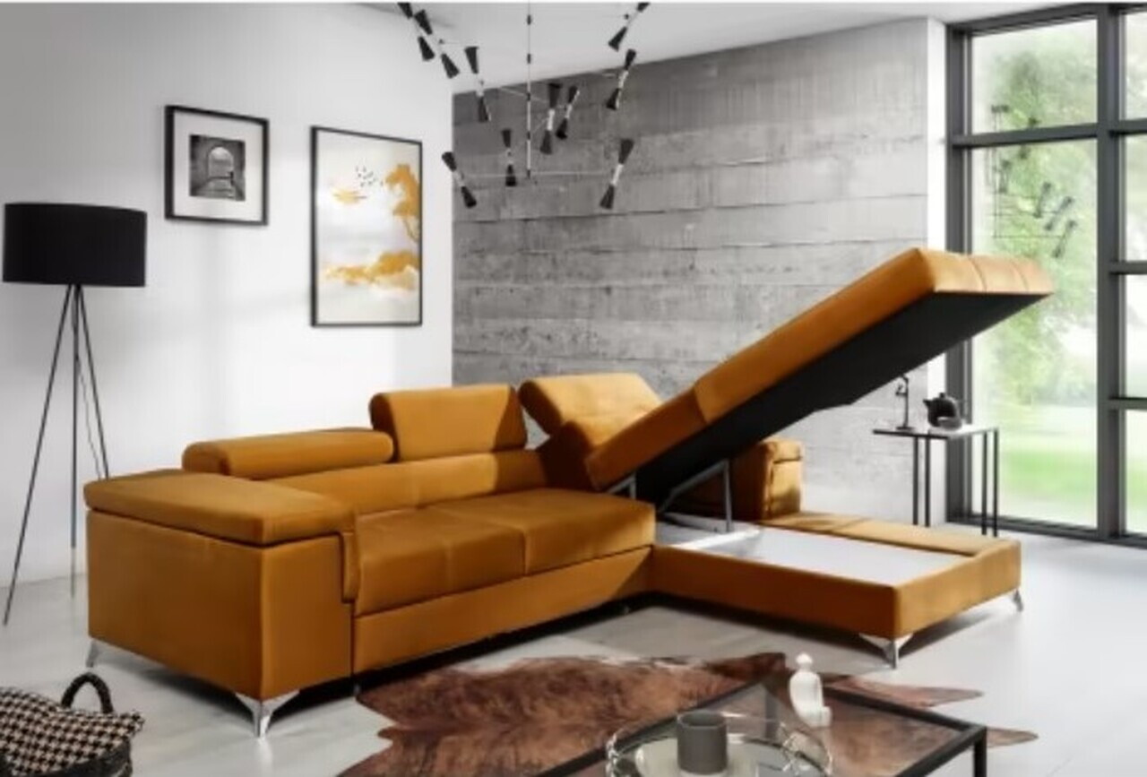 Coltar extensibil dreapta 4 locuri ELTAP, Ric-66, Ricardo, 281x205x88 cm, lemn/poliester, mustar - view 4