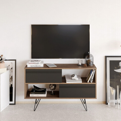 Comoda tv, retricy, kerby, 120x30x71 cm, pal, antracit / nuc
