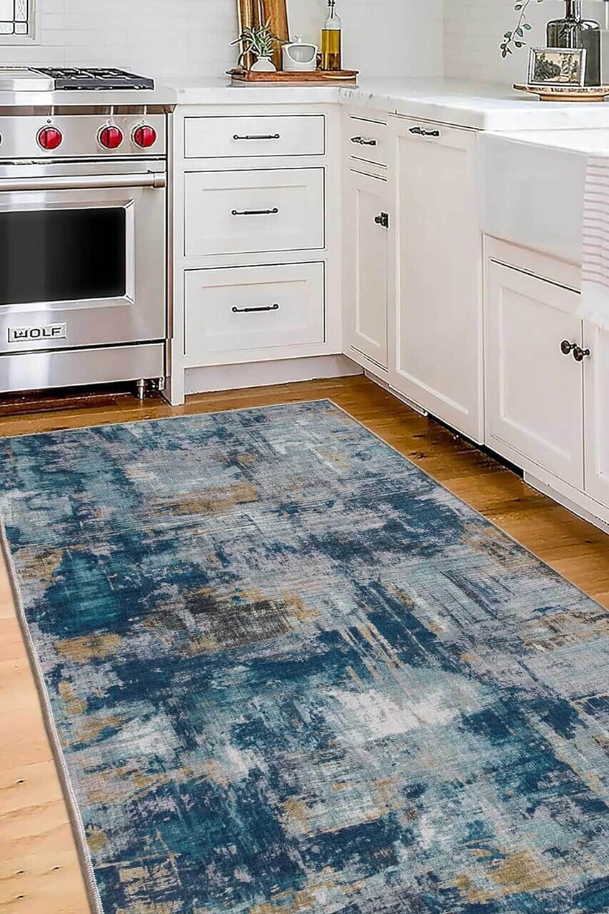 Covor, DC-7273-YOLLUK-227, 80x250 cm, Poliester, Albastru inchis — imaginea 2