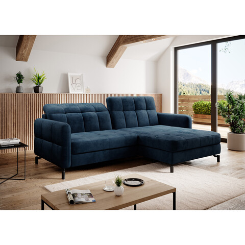 Coltar extensibil dreapta 3 locuri ELTAP, Lore-04, Lorelle, 225x160x105 cm, lemn/poliester, albastru inchis