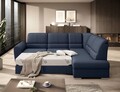 Coltar extensibil dreapta 3 locuri ELTAP, RT-40PO, Siber, 270x186x93 cm, lemn/poliester, albastru inchis