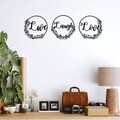 Set 3 decoratiuni de perete, Live Laugh Live, Tanelorn, 48x48 cm, metal