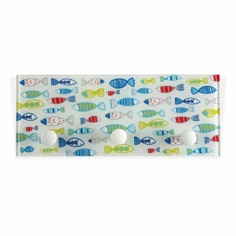 Poza Cuier baie Peces, Versa, 30 x 3 x 12 cm, sticla, multicolor