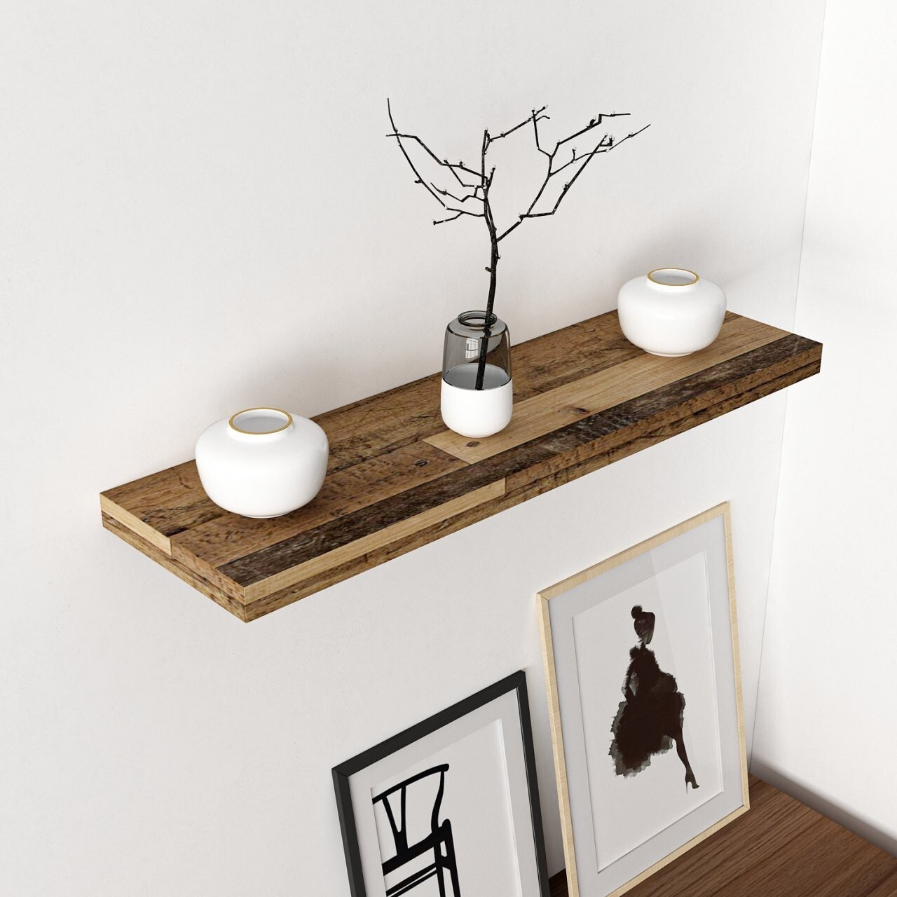 Raft de perete, Minerva, Gizli 80, 80x3.6x23 cm, PAL, Stejar - 2 | YEO