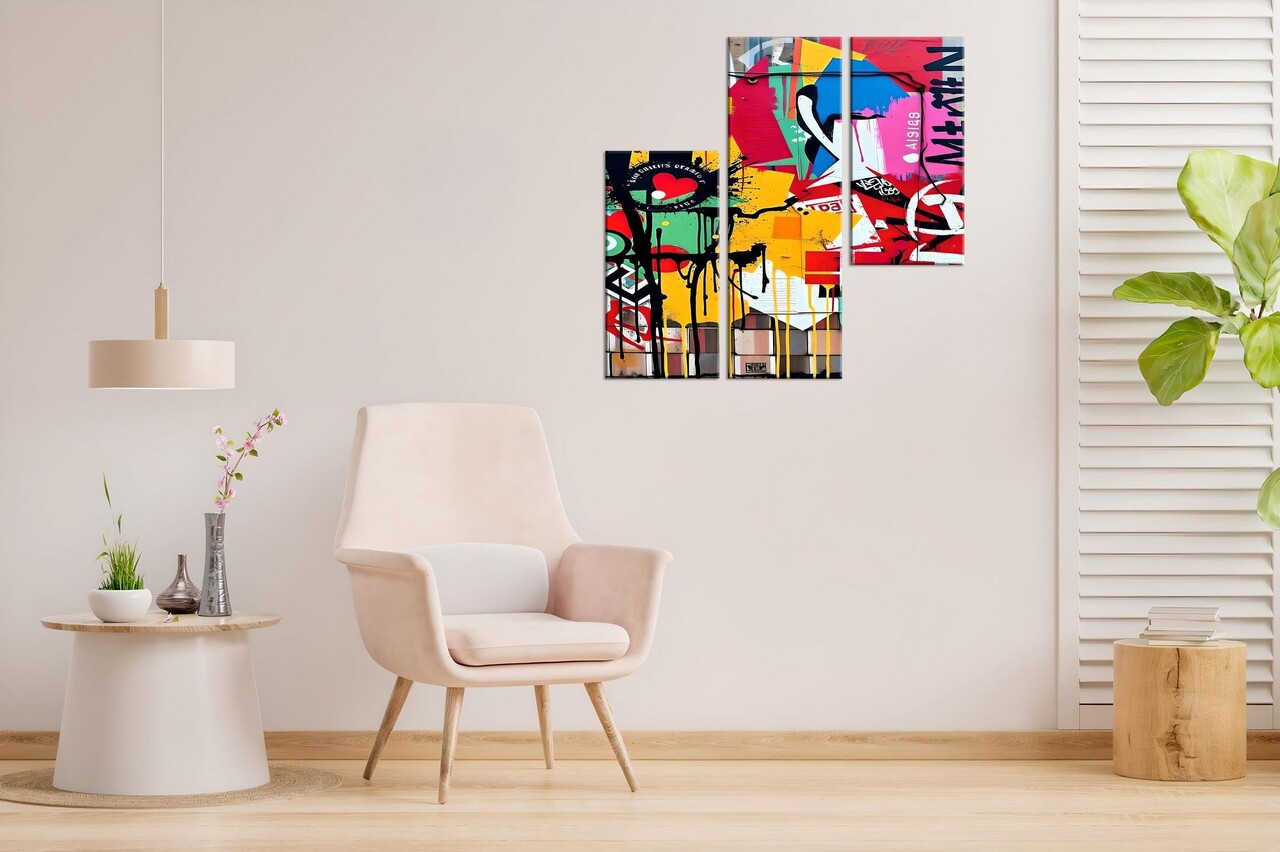 Set 3 tablouri decorative, MXA01, Cadru: 100% LEMN (Grosime: 2 cm), Multicolor - view 2