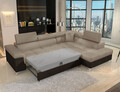 Coltar extensibil dreapta 4 locuri ELTAP, ERI-21, Eridano, 275x202x88 cm, lemn/poliester, maro deschis/maro inchis