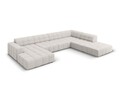 Coltar panoramic dreapta 7 locuri, Jennifer-140, Micadoni Home, 364x262x70 cm, tesatura chenille din poliester, gri deschis