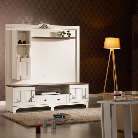 Comoda tv, comforty, gazel, 170x182x45 cm, alb/maro
