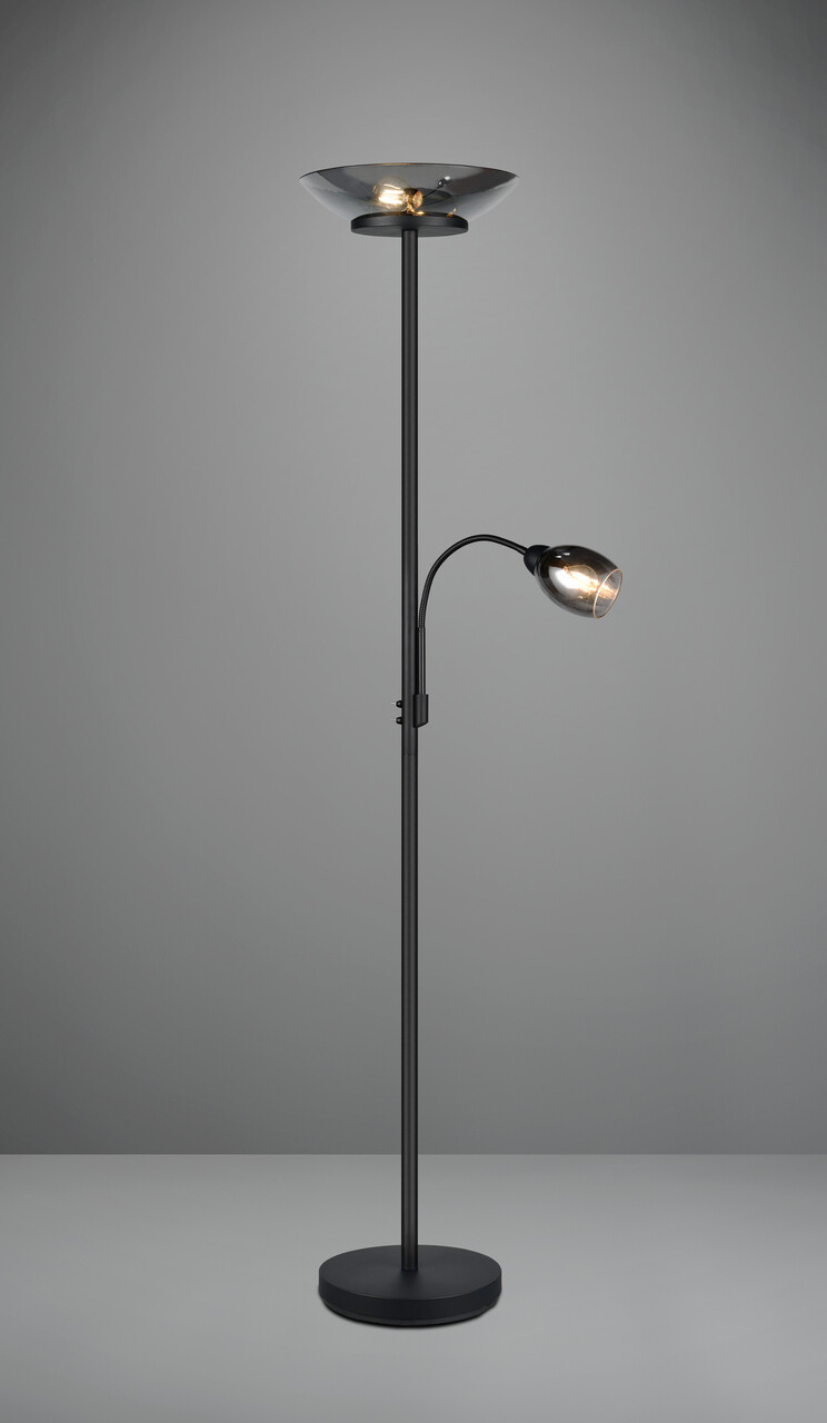 Lampadar Gerry, RL, 34x180 cm, 18W/10W, 2x E27, 1x E14, metal, negru mat/gri - view 4