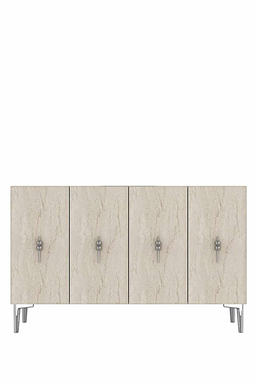 Consola, Hanah Home, Ayshe 120, 120x75x32 cm, White / Travertine / Silver — imaginea 5