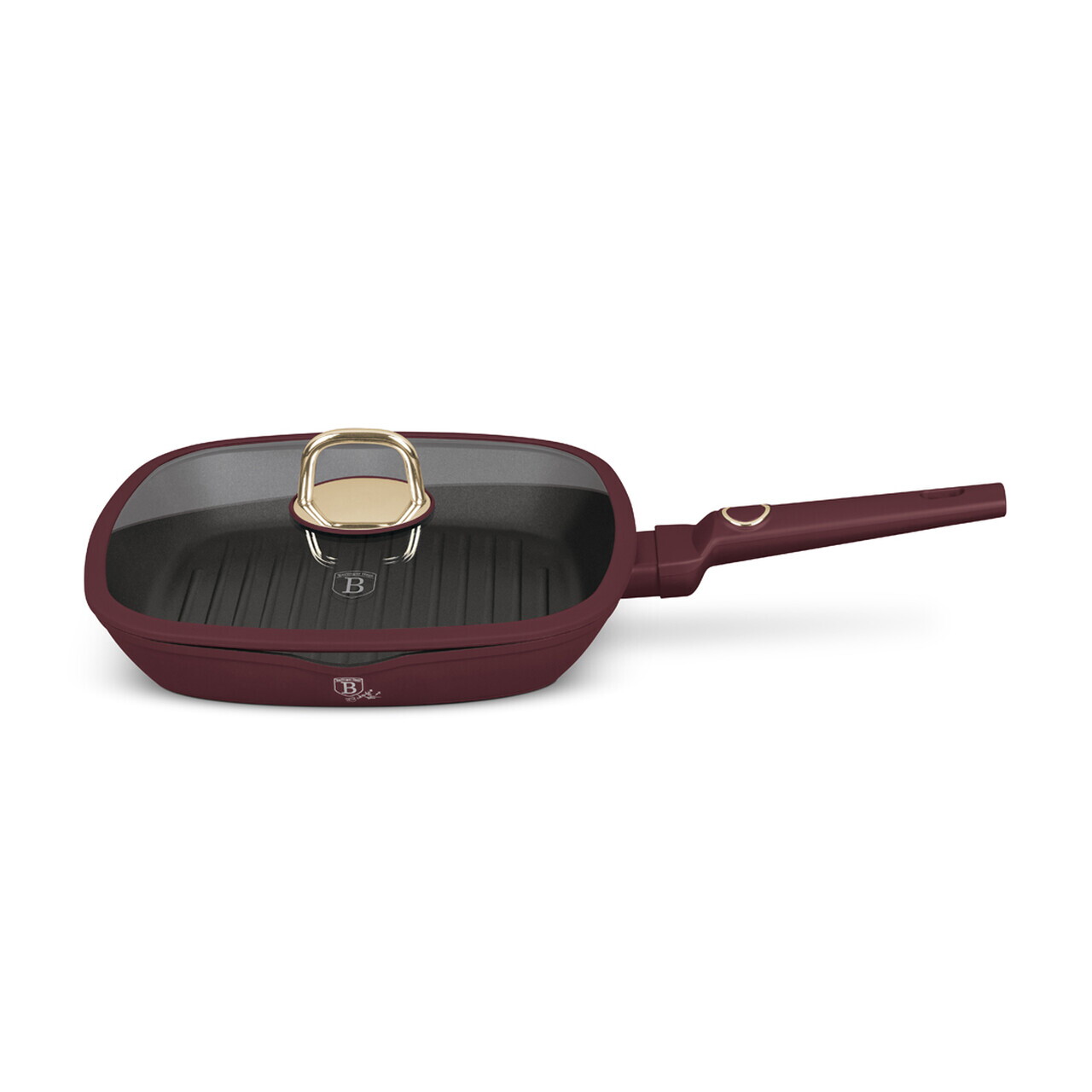 Tigaie grill cu capac Berlinger Haus, Leonardo, 28 cm, 2.1 L, aluminiu forjat, visiniu mat - imagine 4