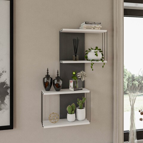 Raft de perete destan, kalune design, 65x19x96 cm, alb