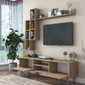 Comoda TV cu 3 rafturi, Wren, M16 - 405, pal melaminat, nuc