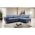 Coltar extensibil dreapta 4 locuri ELTAP, RT-40GO, Noble, 255x201x100 cm, lemn/poliester, albastru