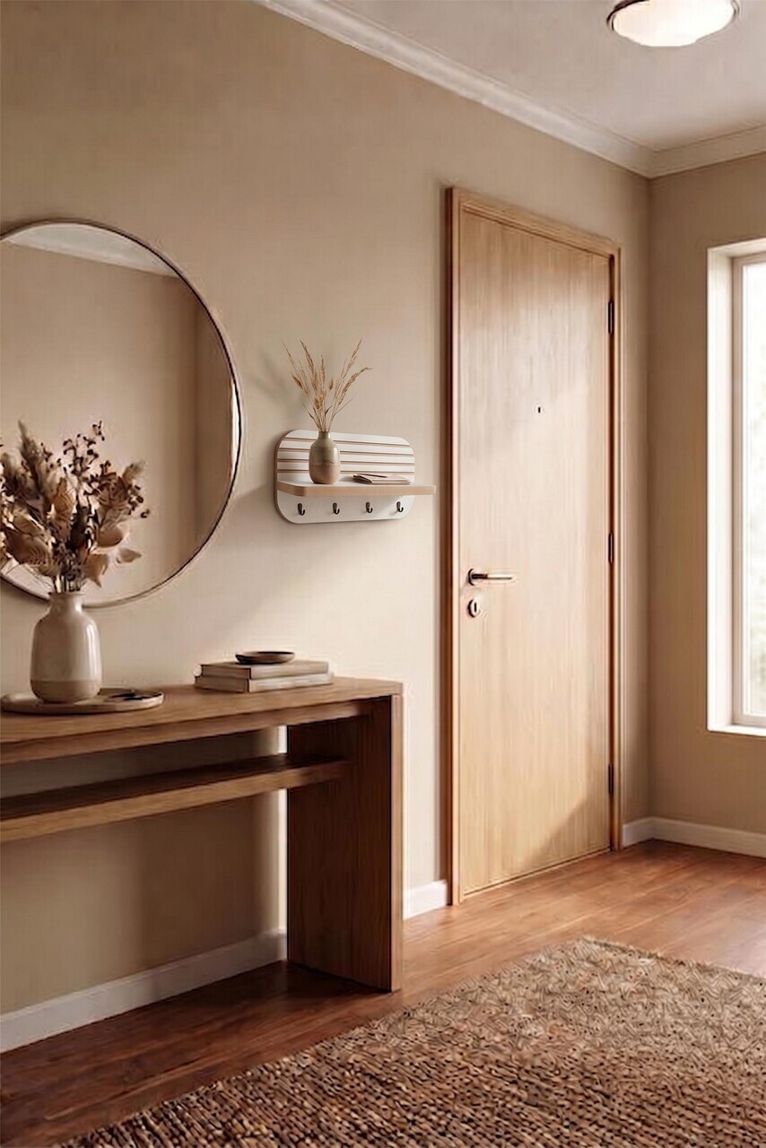 Raft de perete, Hanah Home, Artmtkwll9-White, MDF, Alb — imaginea 3
