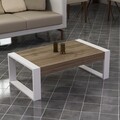 Masuta de cafea Rima, Pakoworld, 90x50x40 cm, PAL melaminat, alb/walnut