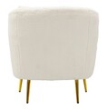 Fotoliu cu perna decorativa Soffy, Mauro Ferretti, 73x66x78 cm, lemn de pin/piele ecologica, alb/auriu