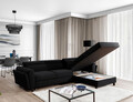 Coltar extensibil dreapta 4 locuri ELTAP, Mari-35, Mariall, 288x200x92 cm, lemn/poliester, negru