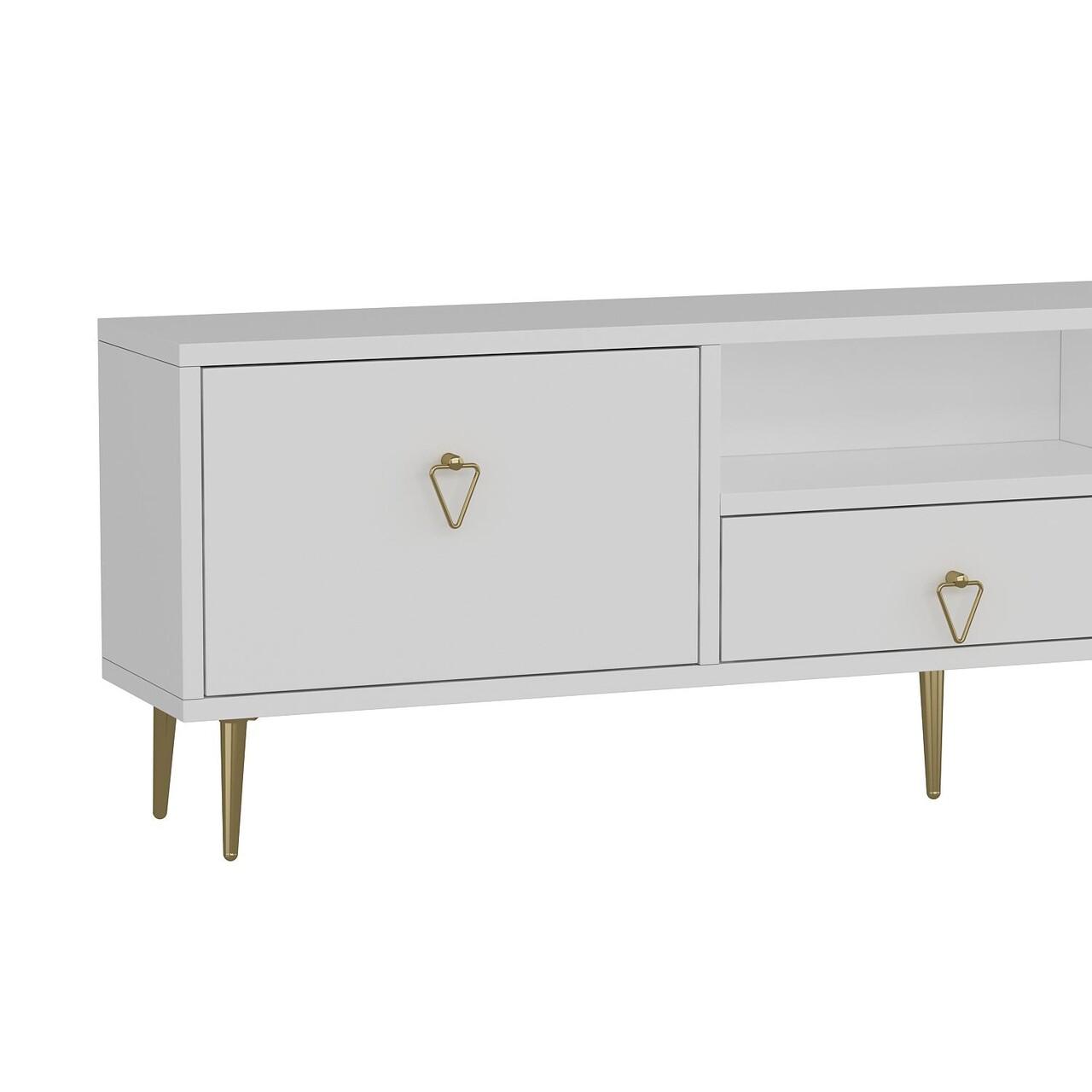 Comoda TV, Hanah Home, 1306-DROP-1, 140x45x30 cm, PAL , Alb/Auriu - view 5