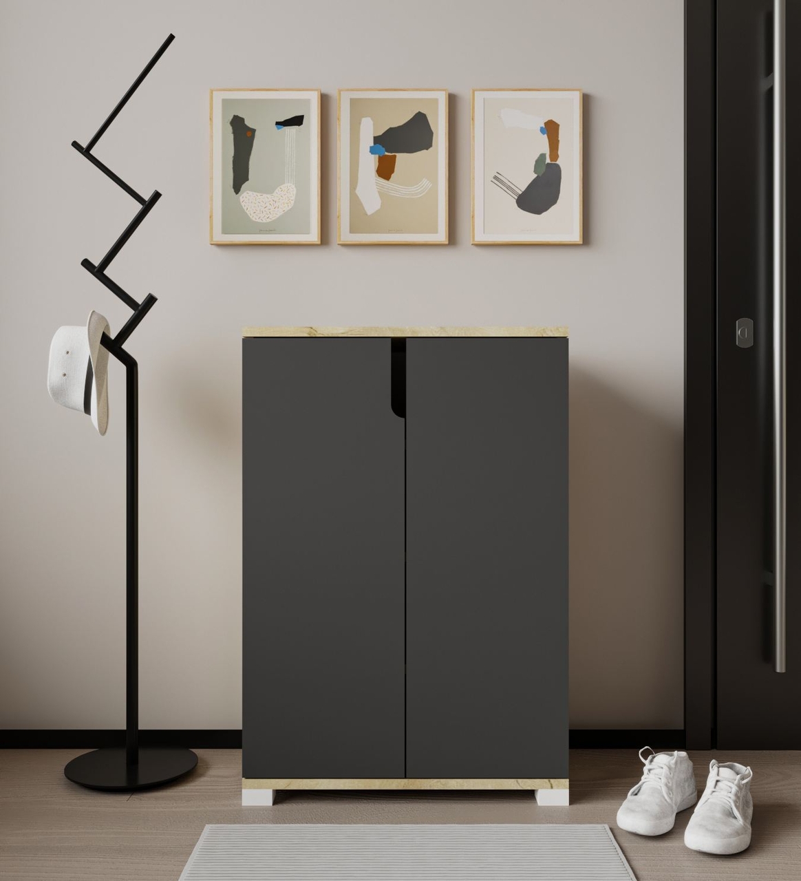 Pantofar, Hanah Home, Venedik, 60x97x34 cm, PAL, Stejar safir / Antracit