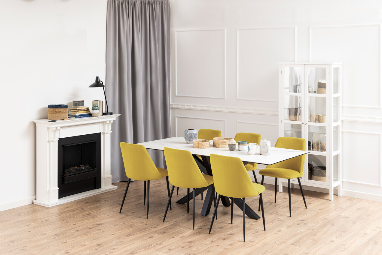 Scaun Ines, Actona, 49.2x57.5x84 cm, tesatura corduroy/otel, curry - view 7