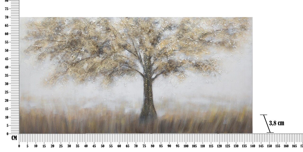 Tablou decorativ Tree Dark - A, Mauro Ferretti, 70x140 cm, pictat manual, canvas/lemn de pin