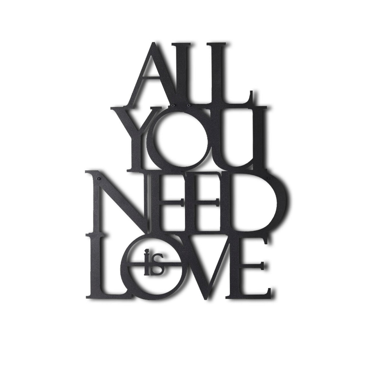 Decoratiune de perete, All You Need Is Love, Metal, Dimensiune: 50 x 39 cm, Negru - 1 | YEO