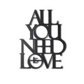 Decoratiune de perete, All You Need Is Love, Metal, Dimensiune: 50 x 39 cm, Negru