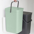 Cos de gunoi incorporat, Brabantia, Sort&Go, 2x16 L, 37x52x43 cm, polipropilena, gri inchis/verde jad