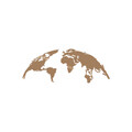 Decoratiune de perete, World Map Small, Metal, 100 x 39 cm, Cupru