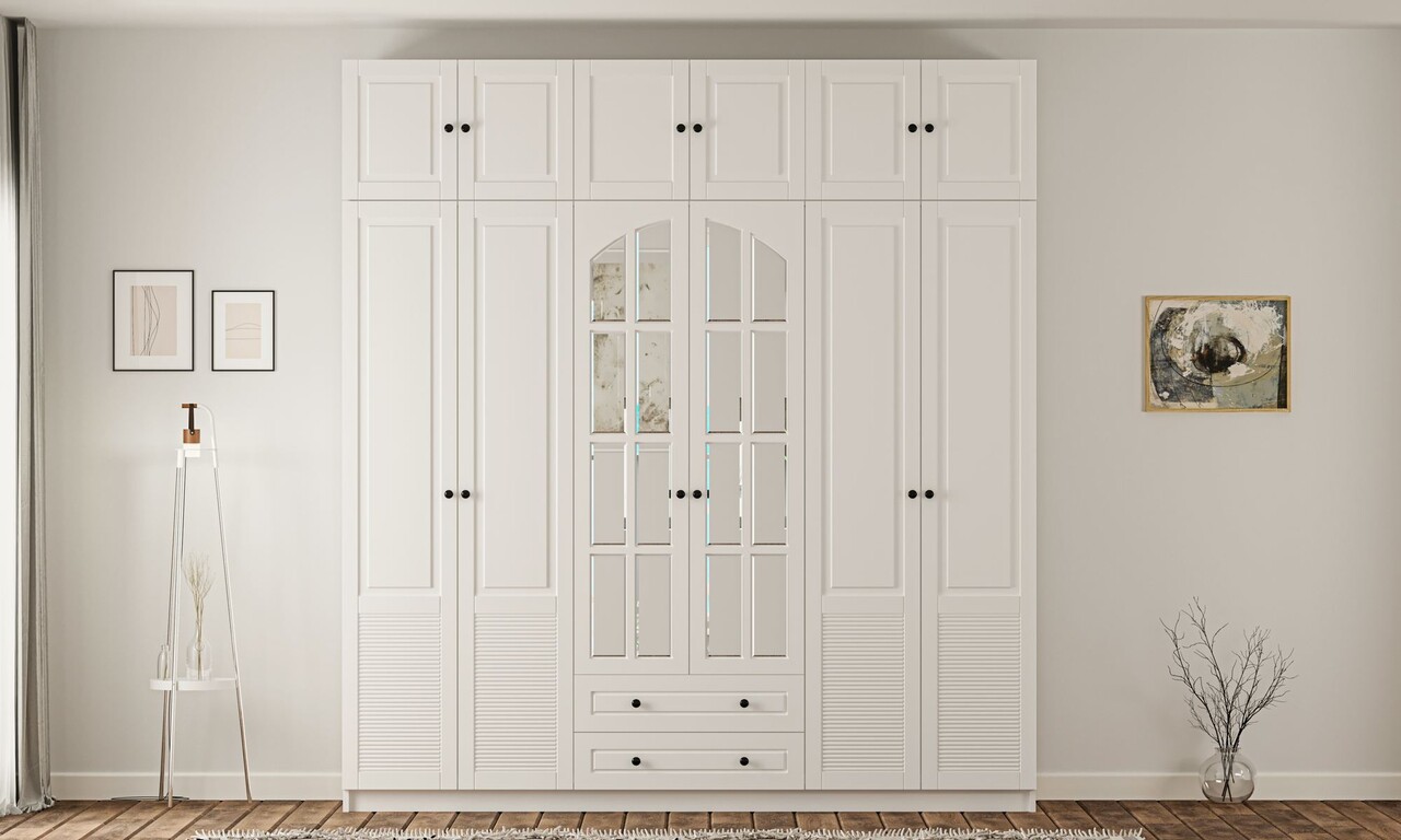 Dulap pentru haine, Rabi, Rb-185-19, 210x210x52 cm, Alb mat - 1 | YEO