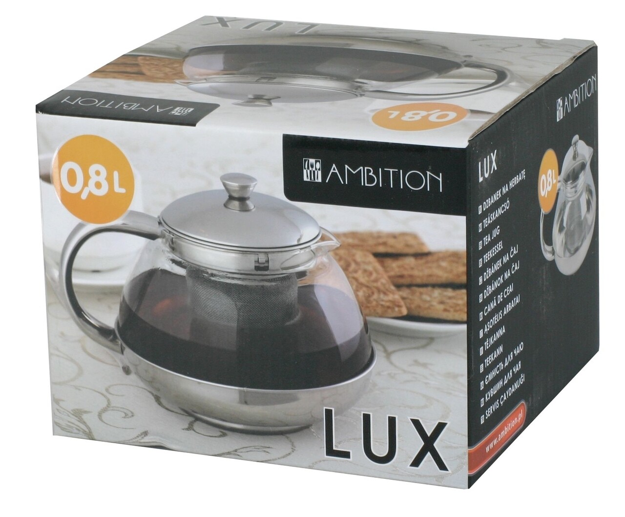 Ceainic Cu Infuzor Lux, Ambition, 800 Ml, Sticla Temperata