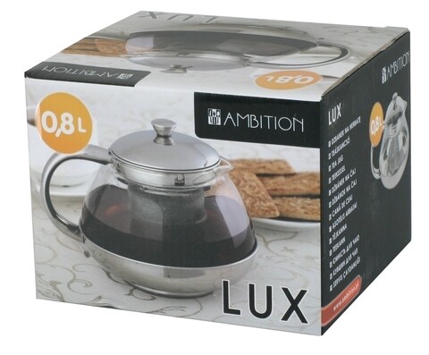 Ceainic cu infuzor Lux, Ambition, 800 ml, sticla temperata