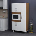 Dulap de bucatarie Defne, Pakoworld, 89x37.5x160 cm, PAL melaminat, alb/maro
