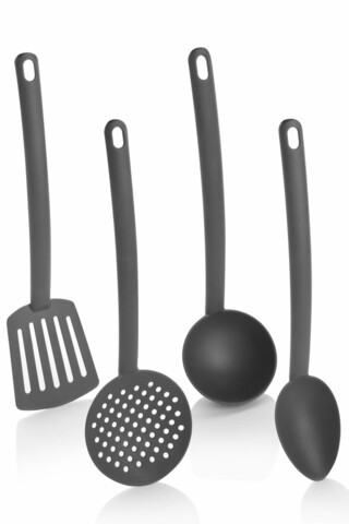 Set 4 ustensile pentru gatit KP-66, Rowe, plastic, gri inchis