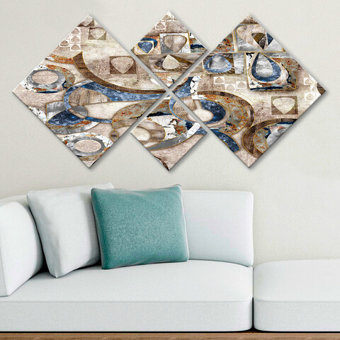 Set 4 tablouri decorative, 4MDF729005959, MDF, Imprimat UV, Multicolor Evans